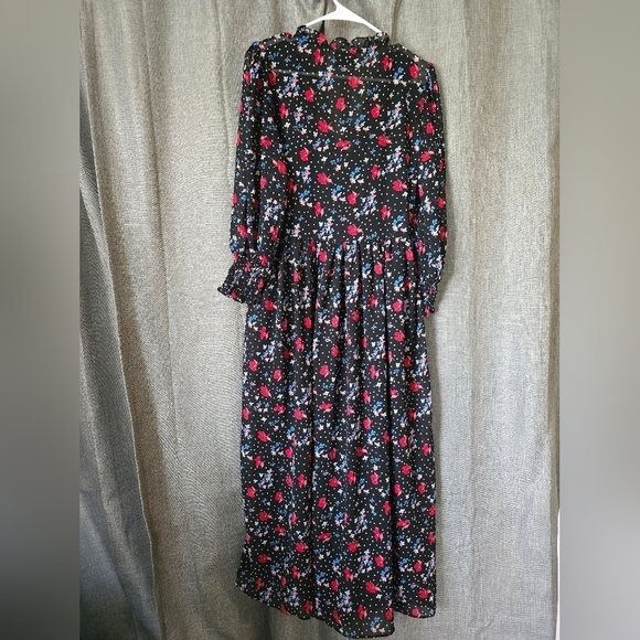 ASOS Design Womens Dress Black Botanical Print Shirred Bodice Maxi Size 10 - Picture 4 of 7